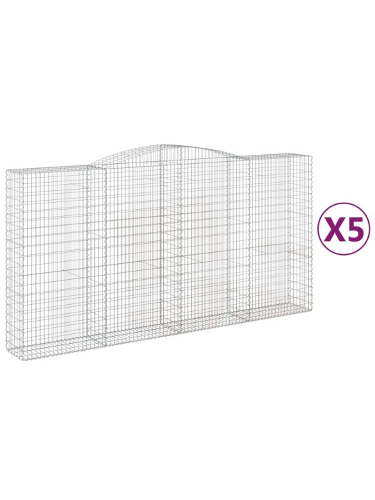 Klenuté gabionové koše 5 ks 400x50x200/220cm pozinkované železo