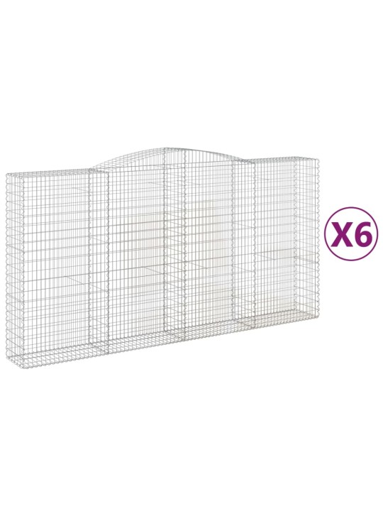 Klenuté gabionové koše 6 ks 400x50x200/220cm pozinkované železo