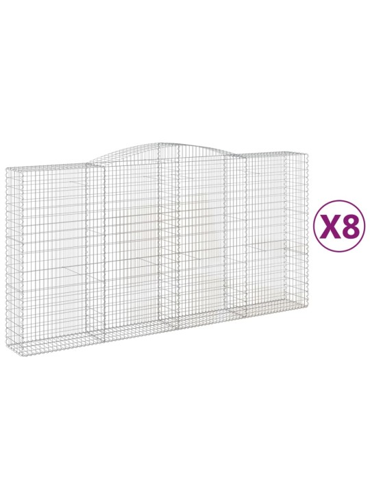 Klenuté gabionové koše 8 ks 400x50x200/220cm pozinkované železo