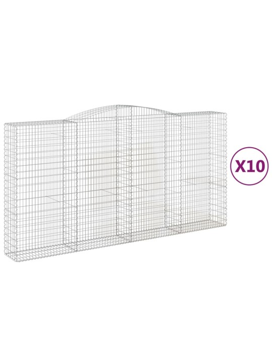Klenuté gabionové koše 10ks 400x50x200/220cm pozinkované železo