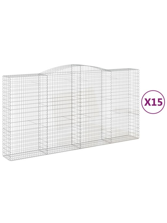 Klenuté gabionové koše 15ks 400x50x200/220cm pozinkované železo