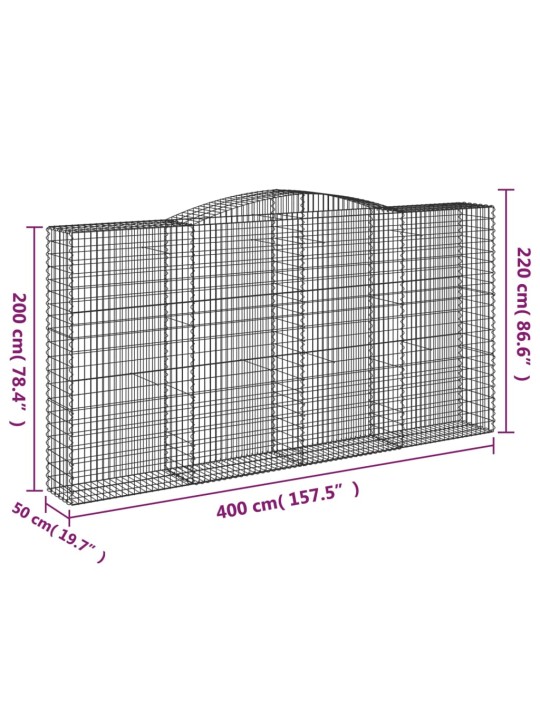 Klenuté gabionové koše 15ks 400x50x200/220cm pozinkované železo