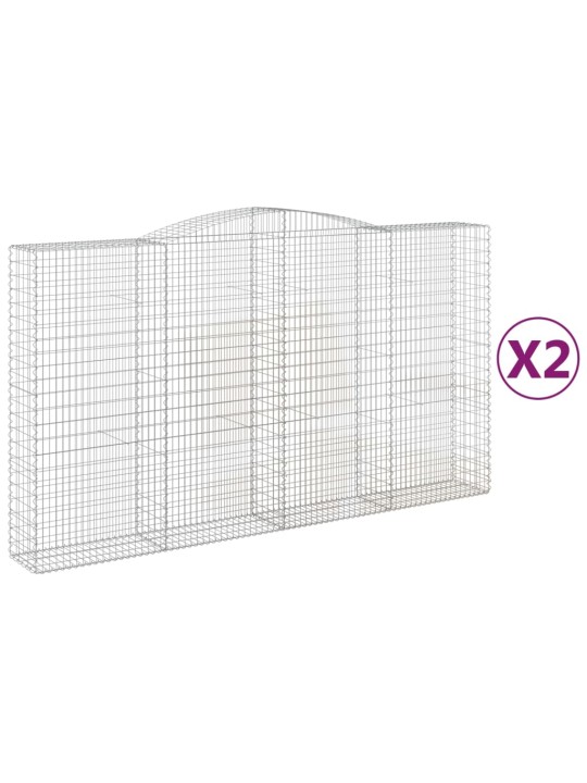 Klenuté gabionové koše 2 ks 400x50x220/240cm pozinkované železo