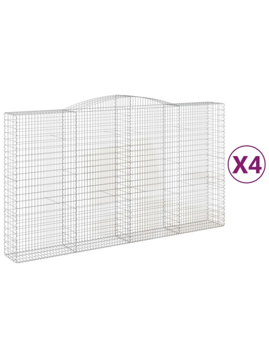 Klenuté gabionové koše 4 ks 400x50x220/240cm pozinkované železo