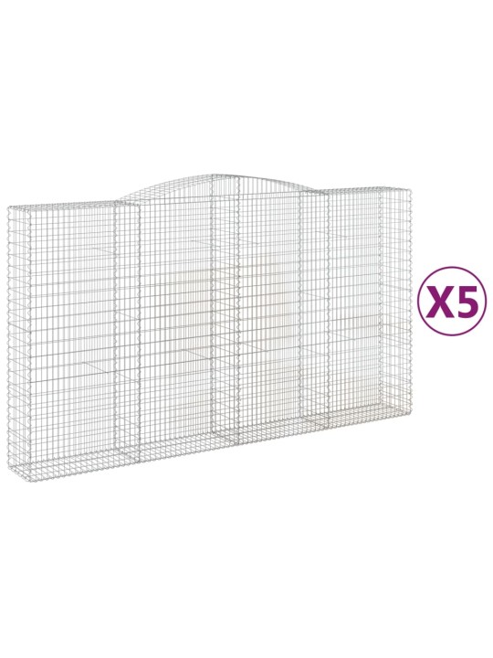 Klenuté gabionové koše 5 ks 400x50x220/240cm pozinkované železo