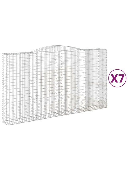 Klenuté gabionové koše 7 ks 400x50x220/240cm pozinkované železo