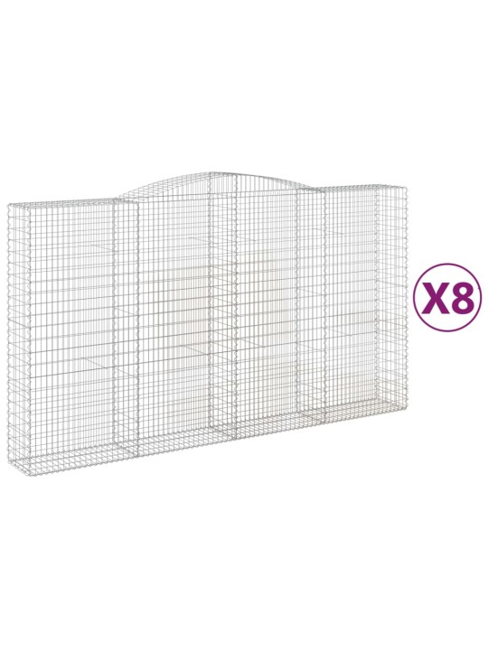 Klenuté gabionové koše 8 ks 400x50x220/240cm pozinkované železo