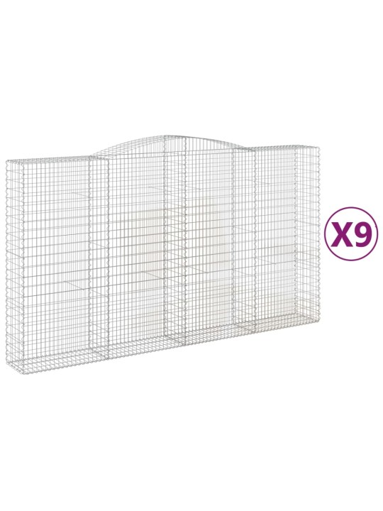 Klenuté gabionové koše 9 ks 400x50x220/240cm pozinkované železo