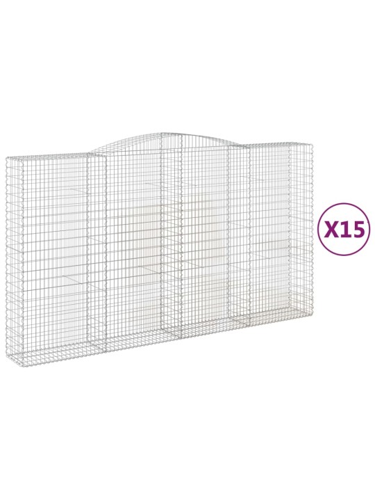 Klenuté gabionové koše 15ks 400x50x220/240cm pozinkované železo