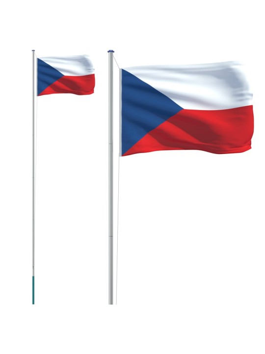 Vlajka Česka a stožár 6,23 m hliník