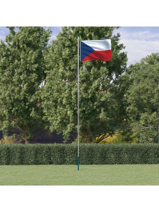 Vlajka Česka a stožár 6,23 m hliník