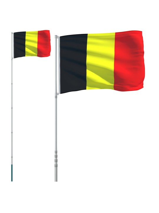 Vlajka Belgie a stožár 5,55 m hliník