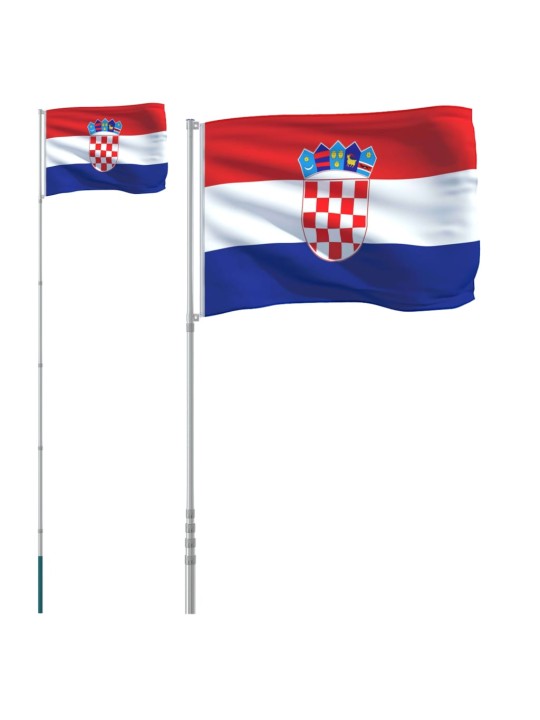 Vlajka chorvatska a stožár 5,55 m hliník