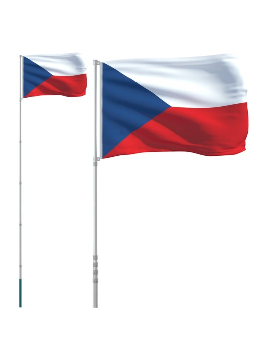 Vlajka Česka a stožár 5,55 m hliník