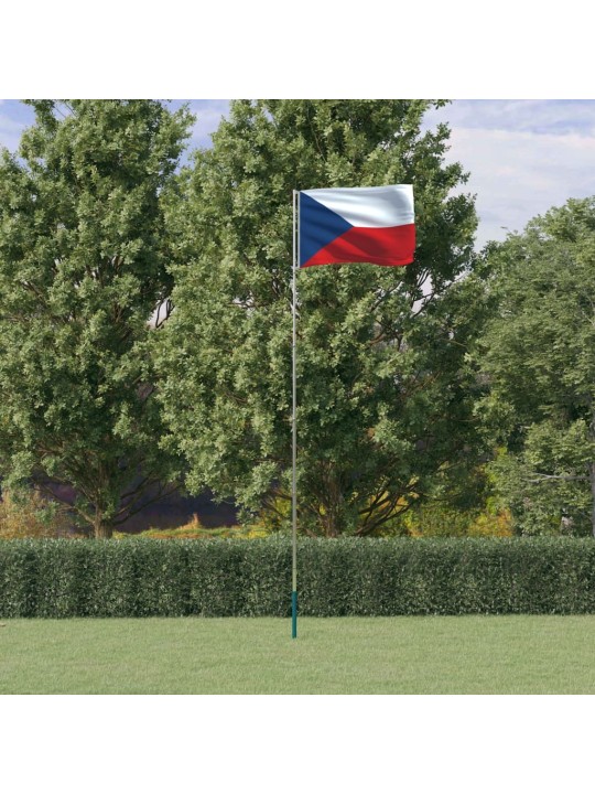 Vlajka Česka a stožár 5,55 m hliník