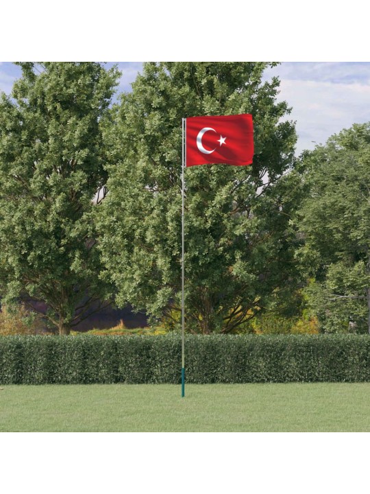 Vlajka turecka a stožár 5,55 m hliník