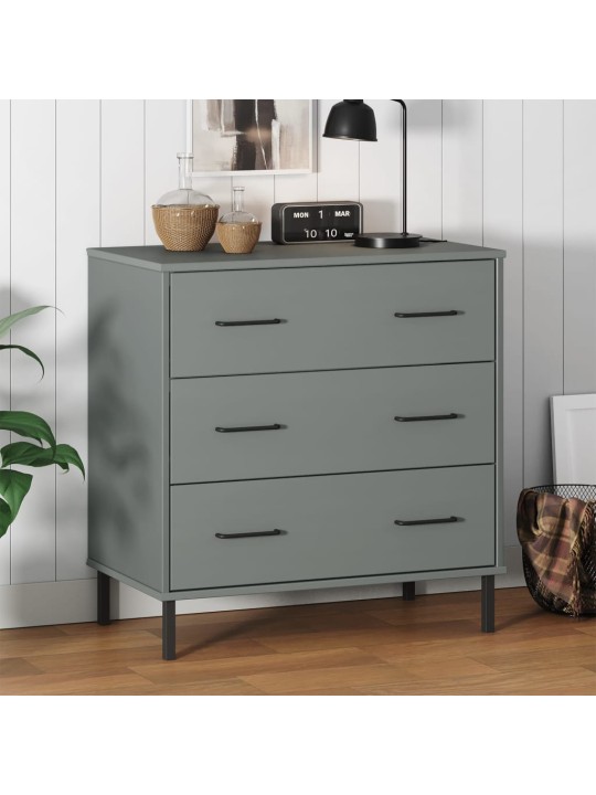 Příborník se 3 zásuvkami šedý 77x40x79,5 cm masivní dřevo OSLO