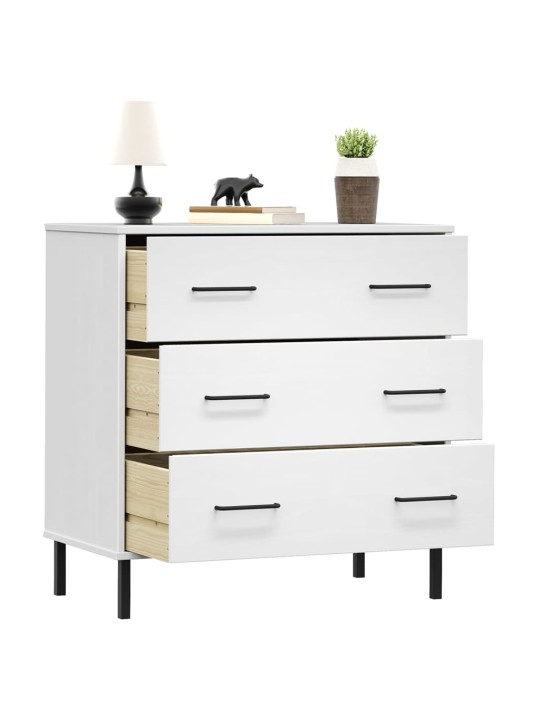 Příborník se 3 zásuvkami bílý 77x40x79,5 cm masivní dřevo OSLO