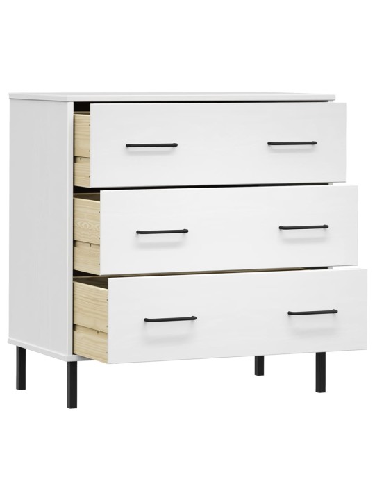 Příborník se 3 zásuvkami bílý 77x40x79,5 cm masivní dřevo OSLO