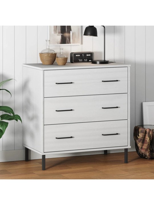 Příborník se 3 zásuvkami bílý 77x40x79,5 cm masivní dřevo OSLO