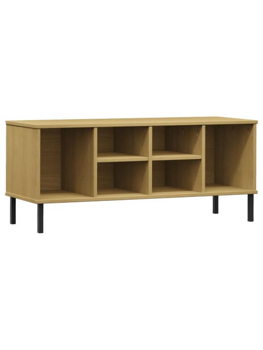 Botník s kovovými nohami hnědý 106x35x45 cm masivní dřevo OSLO