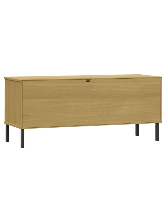 Botník s kovovými nohami hnědý 106x35x45 cm masivní dřevo OSLO