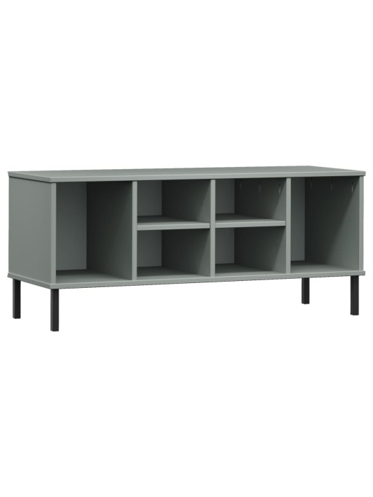 Botník s kovovými nohami šedý 106x35x45 cm masivní dřevo OSLO
