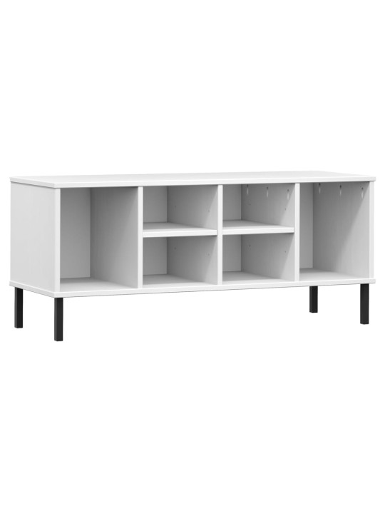 Botník s kovovými nohami bílý 106x35x45 cm masivní dřevo OSLO