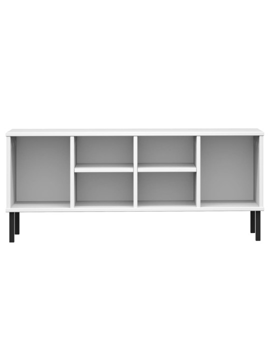Botník s kovovými nohami bílý 106x35x45 cm masivní dřevo OSLO