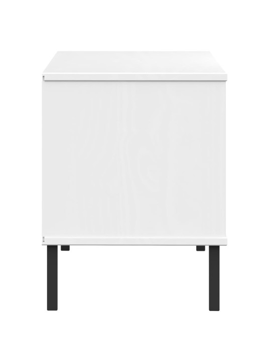 Botník s kovovými nohami bílý 106x35x45 cm masivní dřevo OSLO