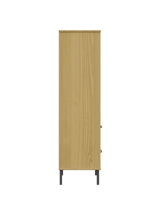 Knihovna se 2 zásuvkami hnědá 60x35x128,5 cm masivní dřevo OSLO