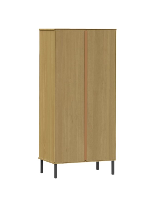 Knihovna se 2 zásuvkami hnědá 60x35x128,5 cm masivní dřevo OSLO