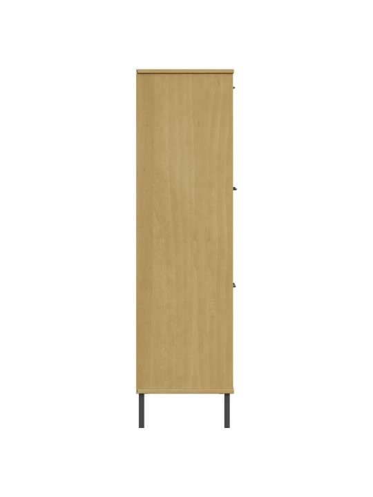 Knihovna s kovovými nohami hnědá 90x35x128,5 cm masiv OSLO