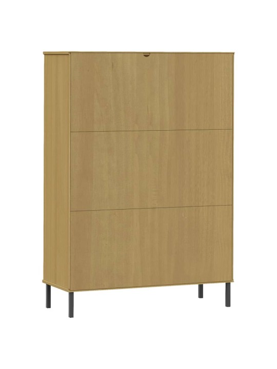 Knihovna s kovovými nohami hnědá 90x35x128,5 cm masiv OSLO