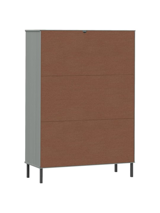 Knihovna s kovovými nohami šedá 90x35x128,5 cm masiv OSLO