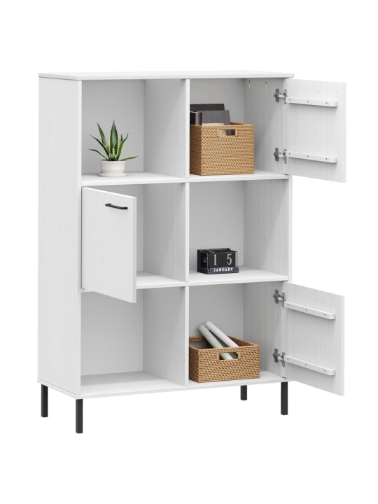 Knihovna s kovovými nohami bílá 90 x 35 x 128,5 cm masiv OSLO