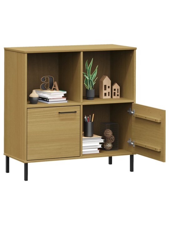 Knihovna s kovovými nohami hnědá 90x35x90,5 cm masiv OSLO