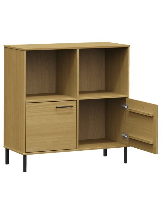 Knihovna s kovovými nohami hnědá 90x35x90,5 cm masiv OSLO