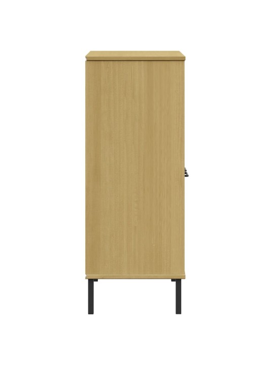 Knihovna s kovovými nohami hnědá 90x35x90,5 cm masiv OSLO