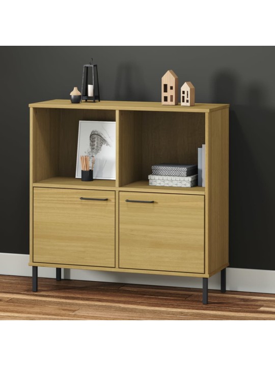 Knihovna s kovovými nohami hnědá 90x35x90,5 cm masiv OSLO