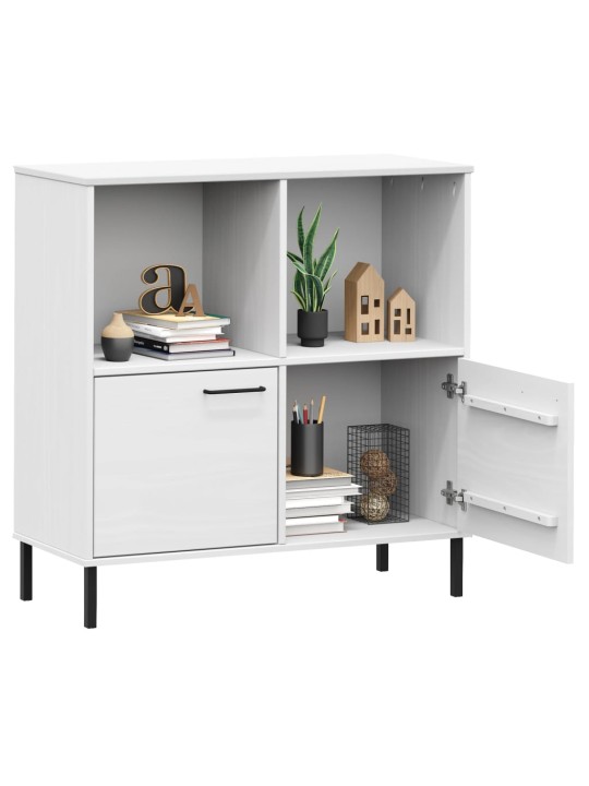 Knihovna s kovovými nohami bílá 90 x 35 x 90,5 cm masiv OSLO