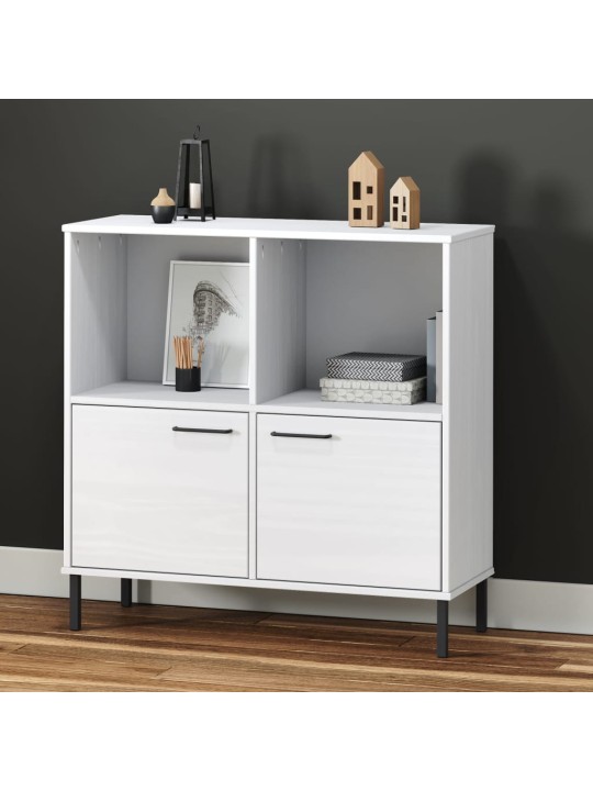 Knihovna s kovovými nohami bílá 90 x 35 x 90,5 cm masiv OSLO