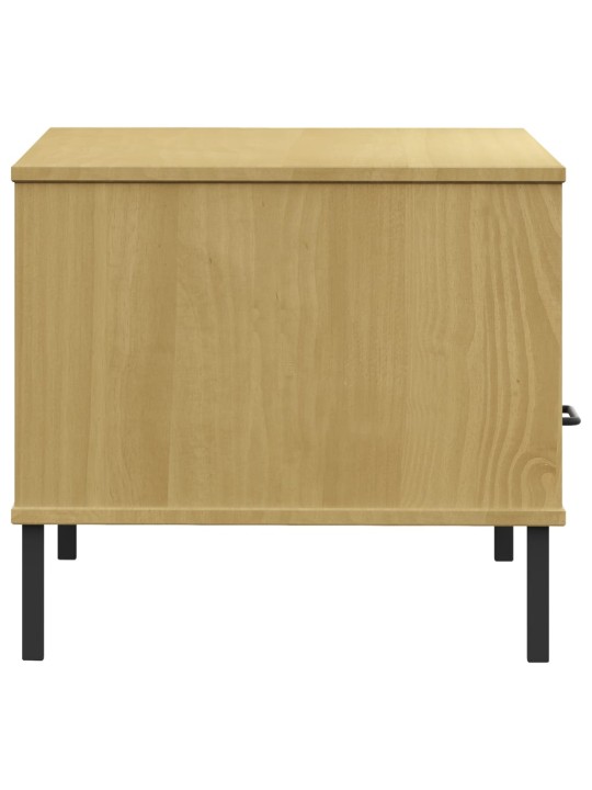 Konferenční stolek kovové nohy hnědý 85 x 50 x 45 cm masiv OSLO