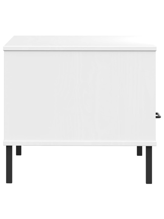 Konferenční stolek kovové nohy bílý 85 x 50 x 45 cm masiv OSLO