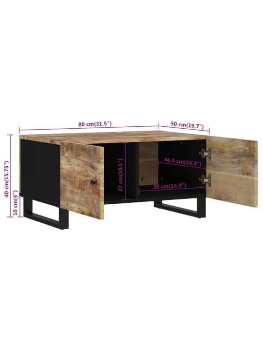 Konferenční stolek 80 x 50 x 40 cm masivní mangovník a kompozit