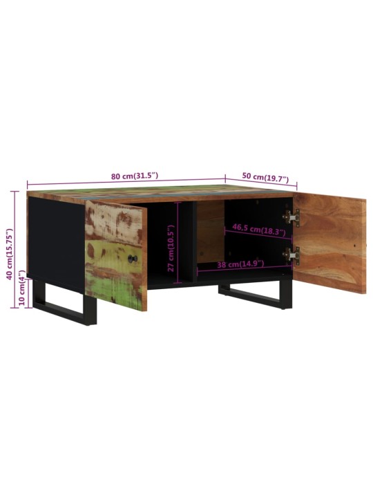 Konferenční stolek 80 x 50 x 40 cm recyklované dřevo a kompozit
