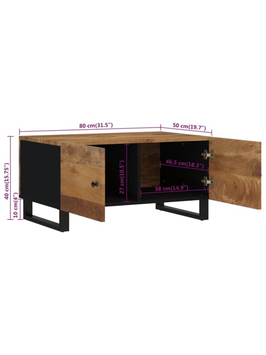 Konferenční stolek 80 x 50 x 40 cm masivní mangovník a kompozit