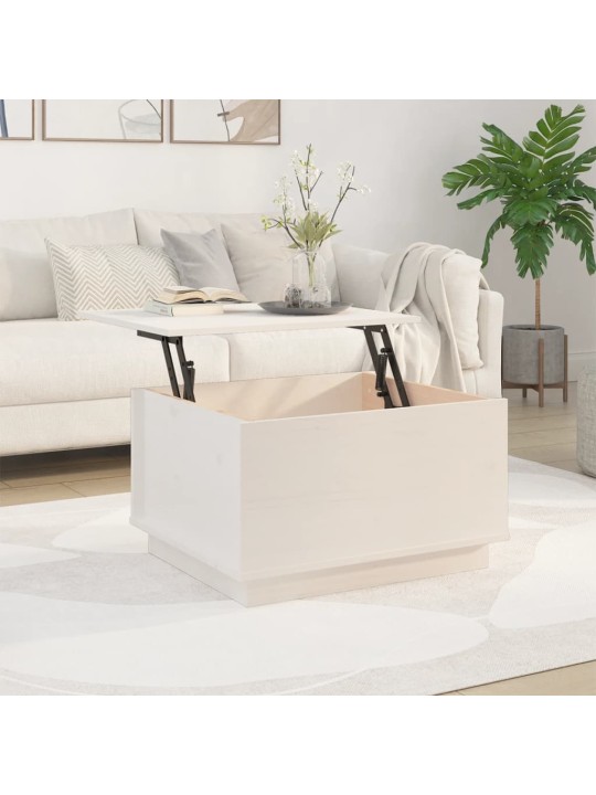 Konferenční stolek bílý 60 x 50 x 35 cm masivní borové dřevo