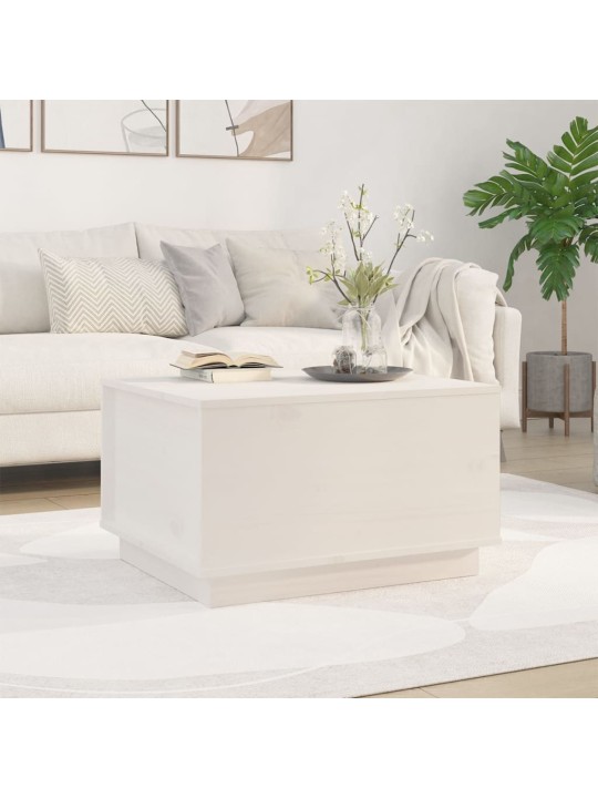 Konferenční stolek bílý 60 x 50 x 35 cm masivní borové dřevo