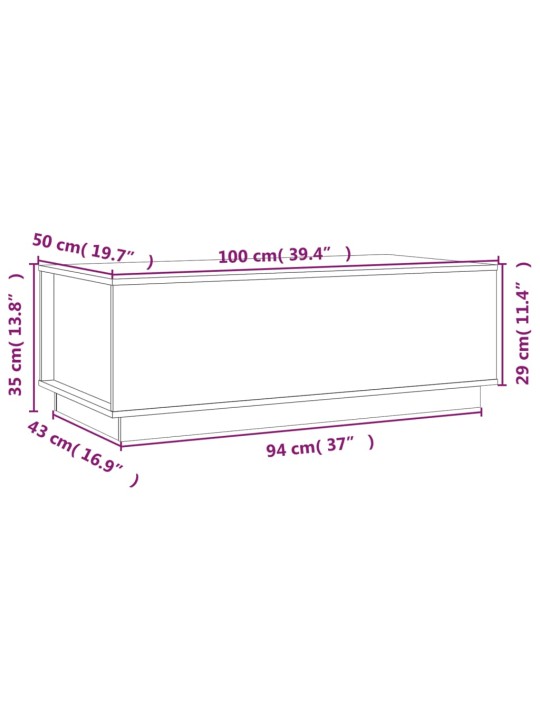 Konferenční stolek šedý 100x50x35 cm masivní borové dřevo